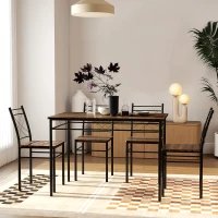 HOMCOM Five-Piece Minimal Dining Set - Oak-Effect/Black(m-2)