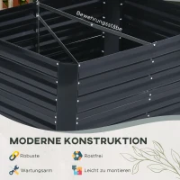 Outsunny Hochbeet, Pflanzkasten mit erweiterbarem Stützgitter, Stahl, dunkelgrau, 120 x 90 x 59 cm(m-5)