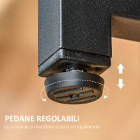 HOMCOM Scrivania Doppia con Scaffali e Mensola per Monitor in Stile Industriale, Scrivania con Libreria Salvaspazio per Ufficio e Studio in Metallo e MDF, 200x53x100cm, Nero Marrone(m-7)