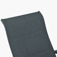 Outsunny Lot de 2 transats bains de soleil grand confort dossier inclinable, repose-pied amovibles intégrés table basse métal époxy textilène gris(m-4)