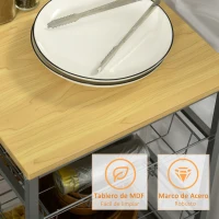 HOMCOM Carro Múltiusos de Cocina Baño con Ruedas 5 Niveles Carrito de Servicio Isla de Cocina Carrito Auxiliar Verdulero Frutero Carga 20 kg para Salón 36,5x36,5x89 cm Plata(m-6)