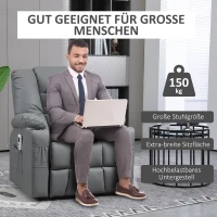 HOMCOM Massagesessel Aufstehhilfe Seniorensessel, inkl. Fernbedienung, 4 Massagemodi, 90  cm x 98 cm x 102 cm, Grau(m-7)
