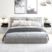 HOMCOM Set da 2 Comodini Sospesi per Camera da Letto con Cassetto e Mensola Superiore in Legno 35x32x22.5cm(m-7)