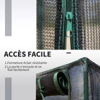 Outsunny Serre de Jardin Serre à tomates Filet Protection Solaire Anti-UV ombrage 50-60% 2 Portes zippées enroulables Acier HDPE Vert foncé Noir(m-6)