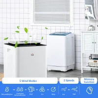 HOMCOM 3500mL Portable Dehumidifier with Air Purifier, 24H Timer, 5 Modes, 16L/Day, for Home Laundry, White(m-5)