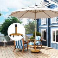 Outsunny Stojak na parasol ogrodowy z betonu na kółkach, mobilna baza na parasol, metal, beton, naturalne drewno(m-2)