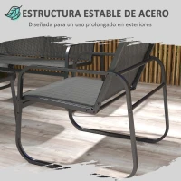 Outsunny Juego de 4 Piezas Muebles de Terraza con 2 Sillones 1 Sofá Doble y Mesa de Centro con Tablero de Vidrio Templado Negro(m-4)