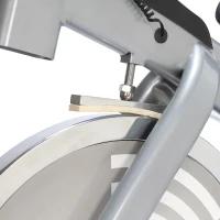 HOMCOM Bicicleta Estática Volante de Inercia de 13 kg Ciclo Indoor con Sillín Ajustable Resistencia Manillar Regulables Pantalla LCD con Pulsómetro 96x50x107 cm Acero Plata(m-9)