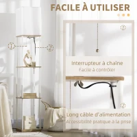 HOMCOM Lampadaire en bois design moderne 3 étagères douille E27 (ampoule non inclus) pour chambre salon bureau café hôtel blanc(m-6)