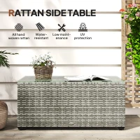 Outsunny 90 x 50cm Glass-Top Rattan Side Table - Light Grey(m-4)