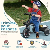 AIYAPLAY Tricycle pour enfant évolutif avec siège réglable pédales 2 paniers ceinture pour enfant de 2 à 5 ans noir(m-4)