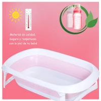 HOMCOM Bañera para Bebé Baño de Ducha de Niños Recién Nacido 0-3 Años 30L Portátil y Segura 80x48x21cm Material PP(m-5)