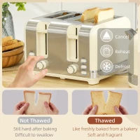 HOMCOM Polished Stainless Steel Kettle and Toaster Set - Cream(m-5)