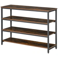 HOMCOM Scaffale Stile Industriale 4 Ripiani, Mobile Libreria per Soggiorno, Ingresso, Camera da Letto, Metallo e Legno, Marrone, 100x30x72cm(m-10)