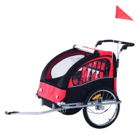 HOMCOM Kinderanhänger Fahrradanhänger mit Universalkupplung 155 x 88 x 108cm Stahl Rot+Schwarz(m-10)