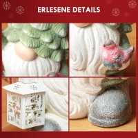 HOMCOM Weihnachtszwerg mit Laterne, LED, batteriebetrieben, wetterfest, 28x21x42 cm(m-6)