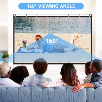 HOMCOM Projector Screen and Stand with Carry Bag, 120 inch Portable Front & Rear Projection Screen, 4K HD 16:9 Screen for Outdoor and Indoor, Home Theater, Presentation(m-5)