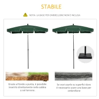 Outsunny Ombrellone da Giardino Rettangolare 2x1.3m con Inclinazione Regolabile e Palo in Alluminio, Verde e Nero(m-6)