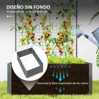 Outsunny Jardinera Exterior Grande con Enrejado y Fondo Abierto para Plantas Trepadoras 80x115x125 cm Gris Oscuro(m-6)