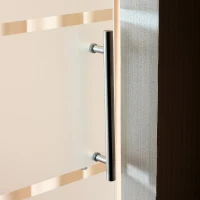 HOMCOM Schiebetür Komplettset Zimmertür 90 x 205 cm Wandmontage Schiebetürsystem mit Laufschiene Innentüren Komplett-Set für Schiebetüren Trennwände, Milchglas Streifen(m-7)