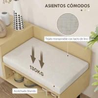 HOMCOM Zapatero de Entrada Recibidor con Cojín Puerta y Estante Zapatero con Asiento para Salón Pasillo 80x35x47 cm Natural(m-5)