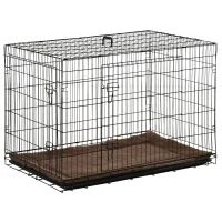 PawHut Cage caisse de transport pliante pour chien en métal noir 107 x 68 x 75.5 cm matelas fourni(m-1)