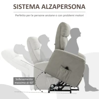 HOMCOM Poltrona Alzapersona Reclinabile 150° max con Telecomando e Poggiapiedi, 75x93x110 cm, Grigio(m-6)