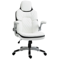 Vinsetto Ergonomischer Bürostuhl mit klappbare Armlehnen, Höhenverstellbarer Schreibtischstuhl mit Wippfunktion, dick gepolsterter Stuhl mit verstellbare gepolsterte Armlehne 69 x 67 x 113-121 cm