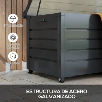 Outsunny Baúl de Exterior de Acero Galvanizado con 4 Ruedas 2 Asas y 1 Cerradura con Llave 120x62x66 cm Gris Oscuro(m-5)