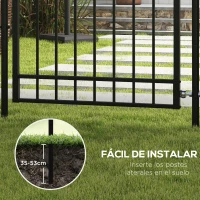 Outsunny Puerta de Jardín Puerta para Valla de Acero Galvanizado con Decoración de Flechas Cerradura y Llaves 107x204 cm Negro(m-5)