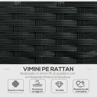 Outsunny Set da Giardino 4Pezzi in Rattan con 2 Sedie, Poltrona da Giardino a 2 Posti e Tavolino Basso(m-6)