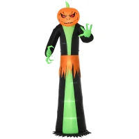 HOMCOM 9FT Inflatable Halloween Pumpkin Ghost with Build in LED,  Outdoor Lighted Blow Up Inflatables for Party Indoor, Garden, Lawn(m-11)