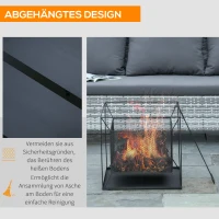 Outsunny Feuerschale modern Feuerkorb rechteckig Feuerstelle für Garten Camping BBQ Metall Schwarz 45 x 45 x 43 cm(m-6)