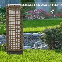 Outsunny Lampada Solare da Giardino con Pannello di Ricarica, in Acciaio e Rattan, 15.5x15.5x46 cm, Nero e Marrone(m-7)