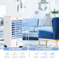 HOMCOM Refroidisseur d'air ventilateur humidificateur 3 en 1 avec télécommande, minuterie, oscillation, affichage LED(m-6)