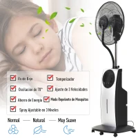 HOMCOM Ventilador Nebulizador Multidireccional Apto para Agua o Aceites Aromáticos con Programación de Apagado Automático Ф44.5x135cm(m-8)