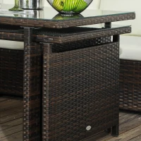 Outsunny Seven-Piece Rattan Garden Sofa Set, with Expanding Table - Cream White(m-8)