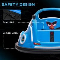 AIYAPLAY Angry Bird Licensed Waltzer Car, 12V Kids Bumper Car w/ Joysticks, Remote, Music LED Lights, Blue(m-6)
