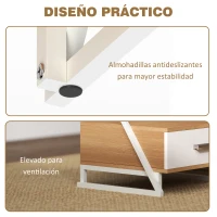 HOMCOM Juego de 2 Mesitas Auxiliares en Forma de Z con Cajón y Compartimento Mesita Auxiliar para Salón 40x35x50 cm Natural(m-6)