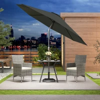 Outsunny 2 Pieces Rattan Garden Chairs Dining Chair Set with Cushion, Mixed Grey(m-9)