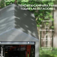 Outsunny Carpa para Bicicletas y Motos 1,2x1,8x1,65 m con 2 Habitaciones Puerta con Cremallera Impermeable Anti-UV Gris Oscuro(m-4)