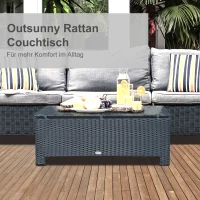 Outsunny Garten Beistelltisch Couchtisch Gartentisch Balkontisch Polyrattan Schwarz 85 x 50 x 39 cm(m-6)