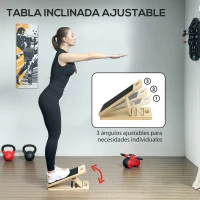 SPORTNOW Barra Pilates con Bandas Elásticas Tabla Inclinada Ajustable y Resistencia Personalizable para Estiramientos 90x33x3 cm(m-6)