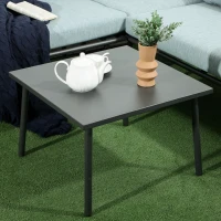 Outsunny Set da Giardino 4 Pezzi in Rattan con Tavolino da Caffè, 2 Divani ad Angolo e Poltroncina, Nero Grigio e Blu(m-7)