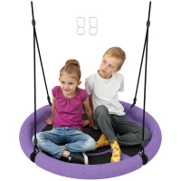 AIYAPLAY 100cm Diameter Nest Seat for Kids with Height Adjustable Hanging Ropes for Outdoor, Playground, Garden, Purple(m-1)