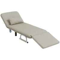 HOMCOM Poltrona Letto Singolo e Chaise Longue in Tessuto con Schienale Regolabile a 3 Livelli, Grigio(m-10)