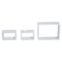 HOMCOM Estante de Pared Juego de 3 Estantes Estantería para Libro CDs Baldas Flotantes Decorativo Cubos Retros Blanco(m-7)