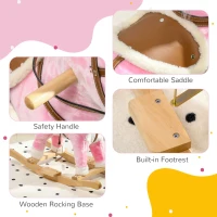 HOMCOM Wooden Rocking Horse with Music, Sound, Saddle for Ages 3-6 Years(m-7)