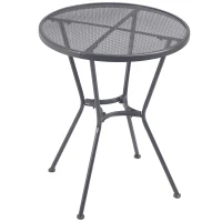 Outsunny 60cm Round Garden Dining Table Metal Outside Bistro Table with Mesh Tabletop for Garden Balcony Deck, Dark grey(m-1)