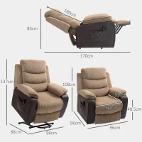 HOMCOM Power Lift Recliner Chair for Elderly, Patchwork Design Oversized Electric Riser and Recliner Armchair for Living Room with Remote Control, USB Port and 2 Side Pockets, Brown(m-3)